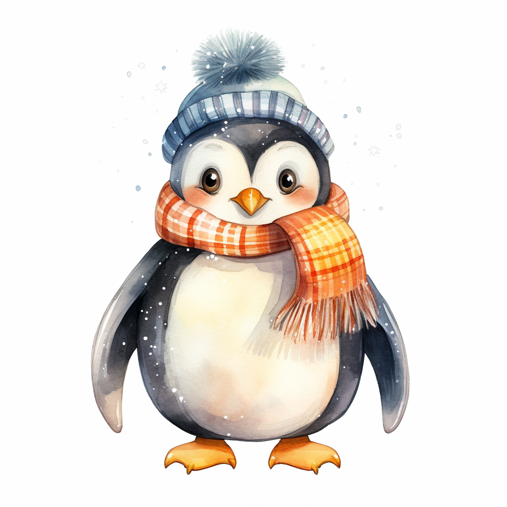 Cute penguin in cozy winter sweater