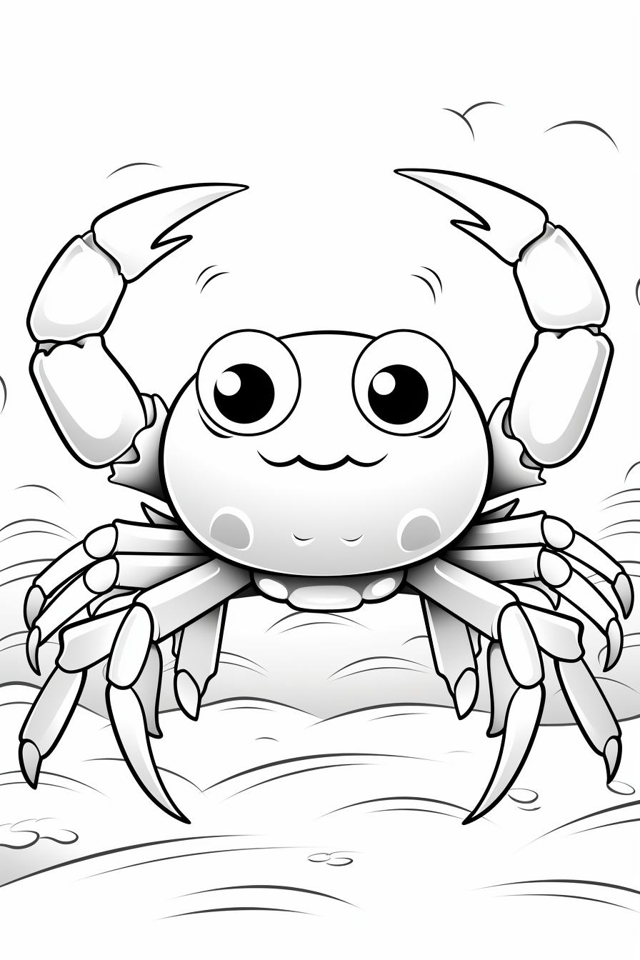 Image of a Cute Wise Spider Crab in a Coloring Book