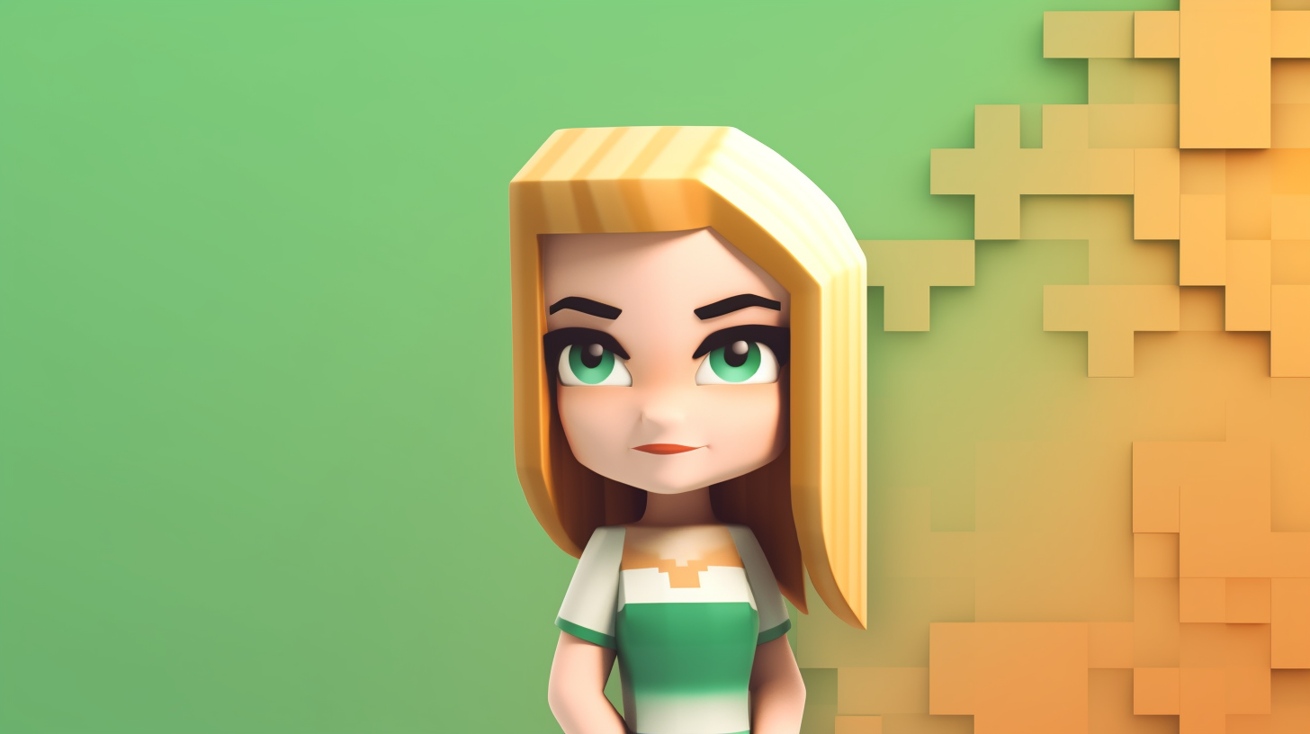 Cute woman with Minecraft-inspired sideways glance