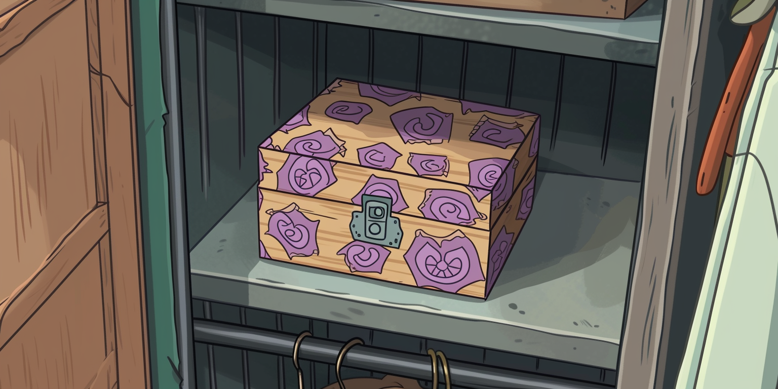 Cute wooden box with purple patterns