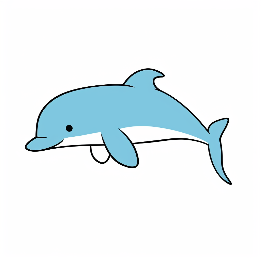 Cute Woodland Dolphin Line Drawing