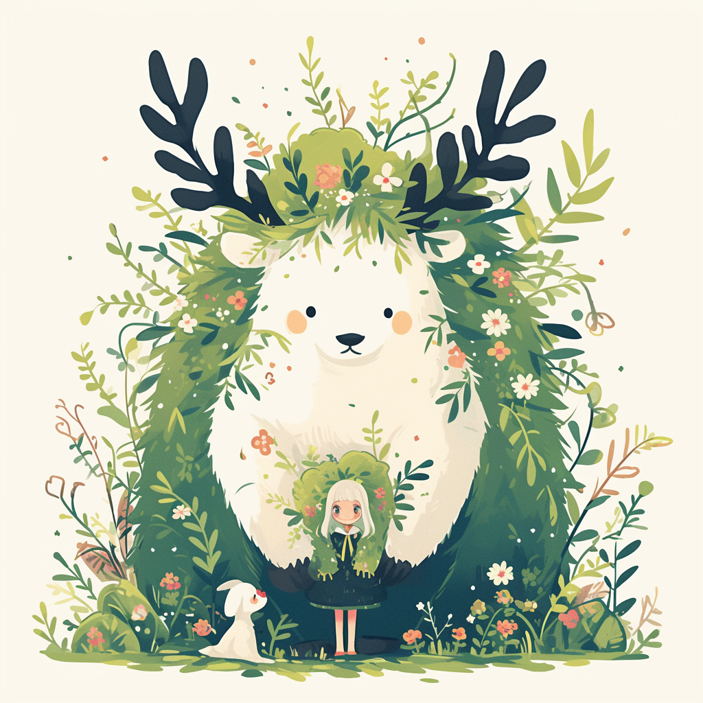 Cute woodland creature with flowers