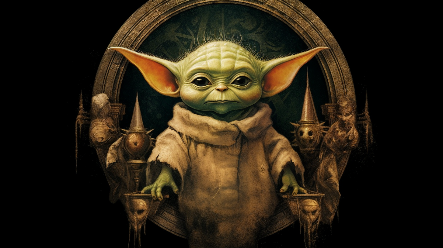 Cute Yoda holding a ring