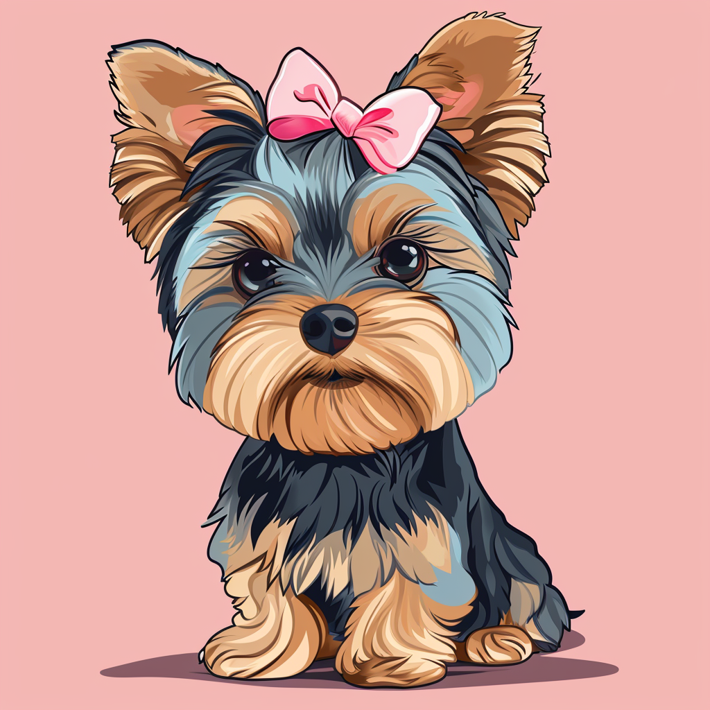 Cute Yorkie Dog Cartoon Style