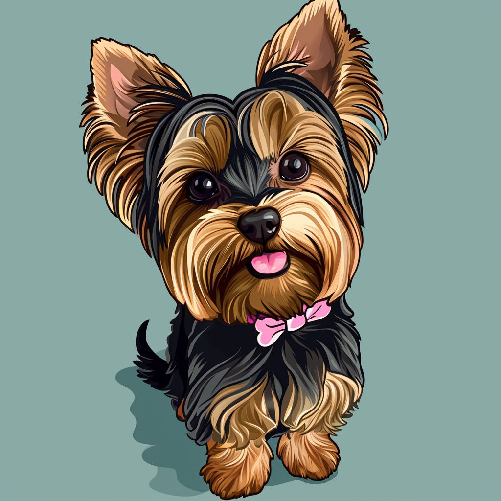 Cute Yorkie Female Dog Cartoon 3D