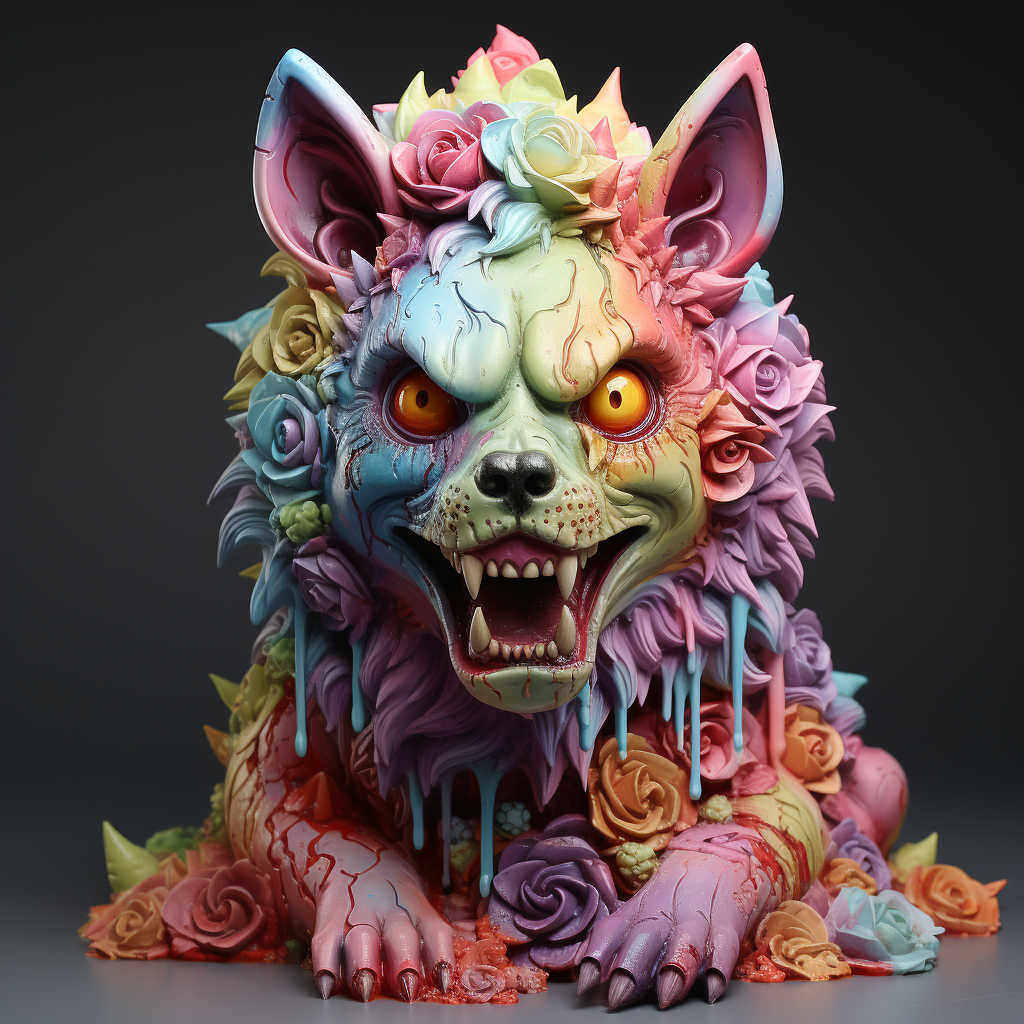Cute zombie cuddly unicorn in vibrant colors