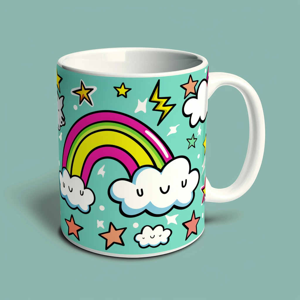 Cartoon rainbow mug template design