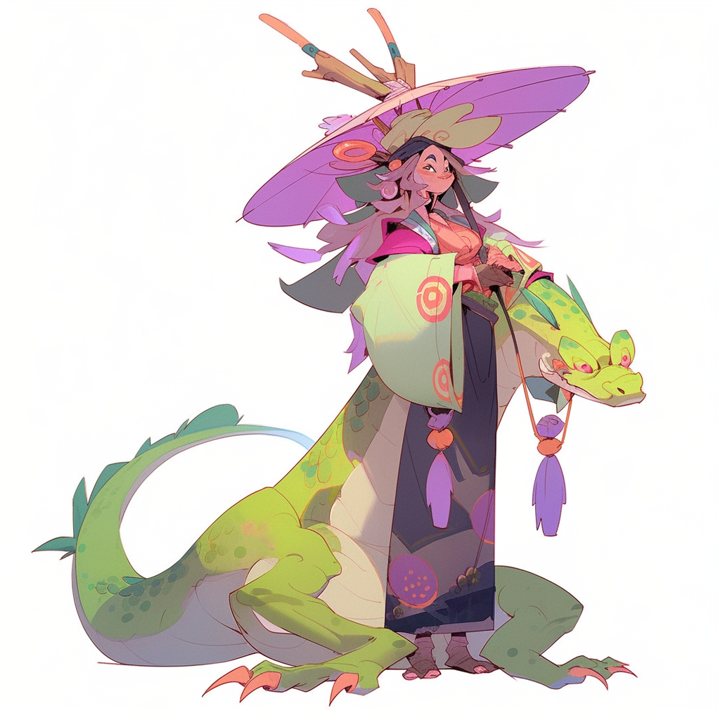 Cute dragon character with clothes and hats