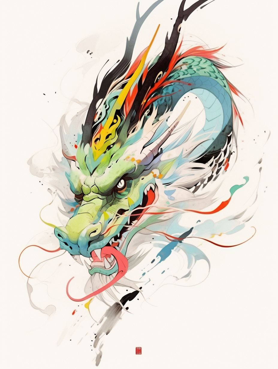 Wu Guanzhong's cute Chinese dragon painting