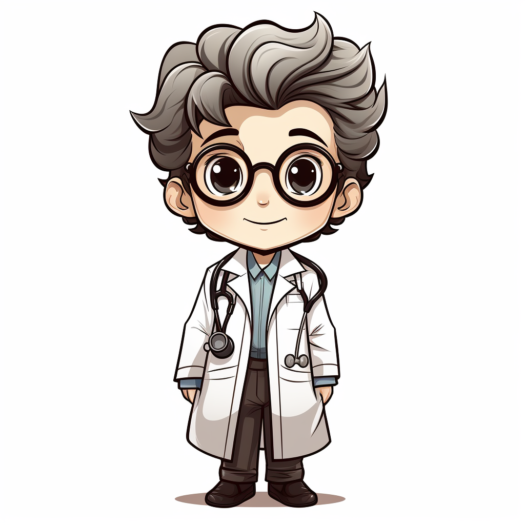 Cute doctor character line drawing