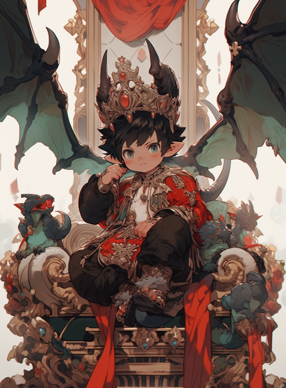 Super Cute Dragon in Silk Robe and Crown