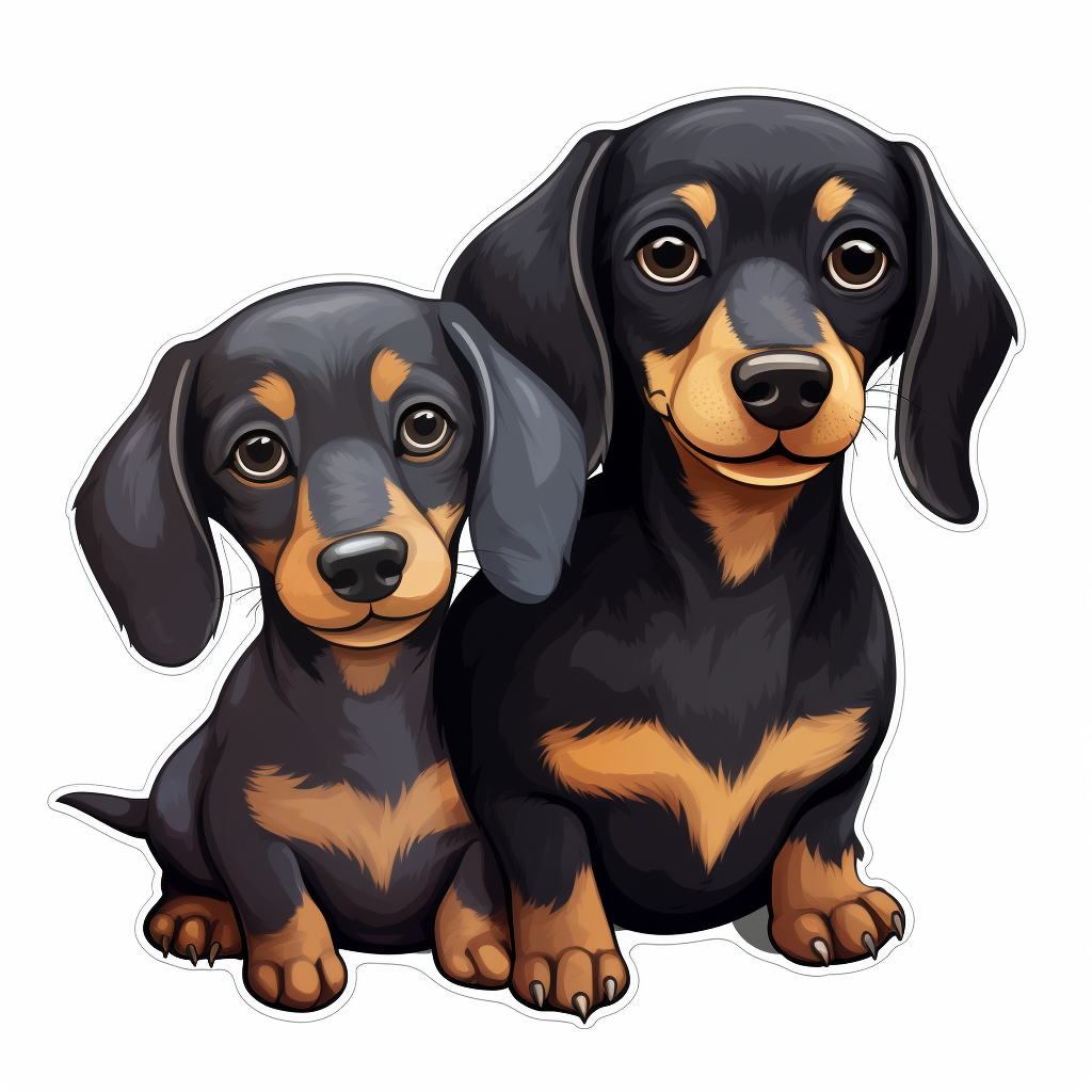 Three Dachshund Dogs happily playing together