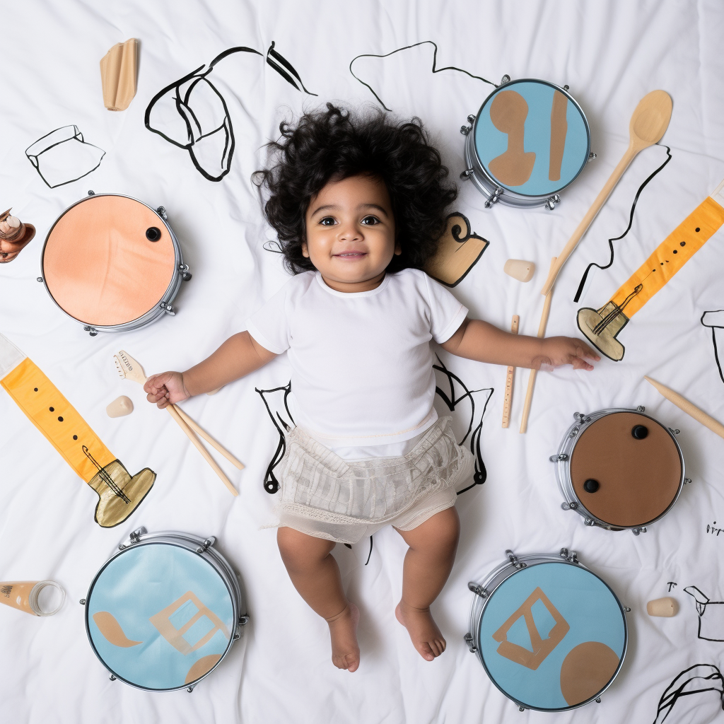 Adorable Indian girl toddler drummer