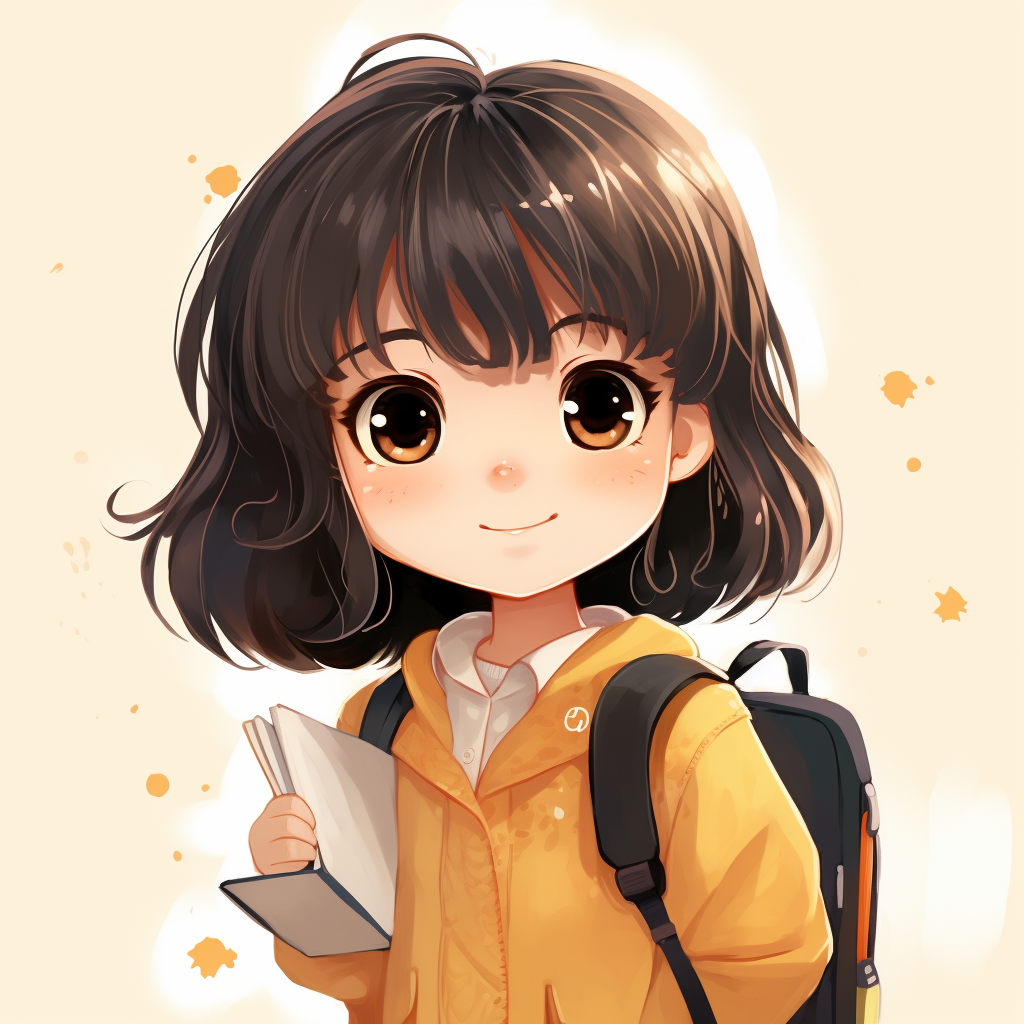 Cartoon of a cute Japanese college student girl