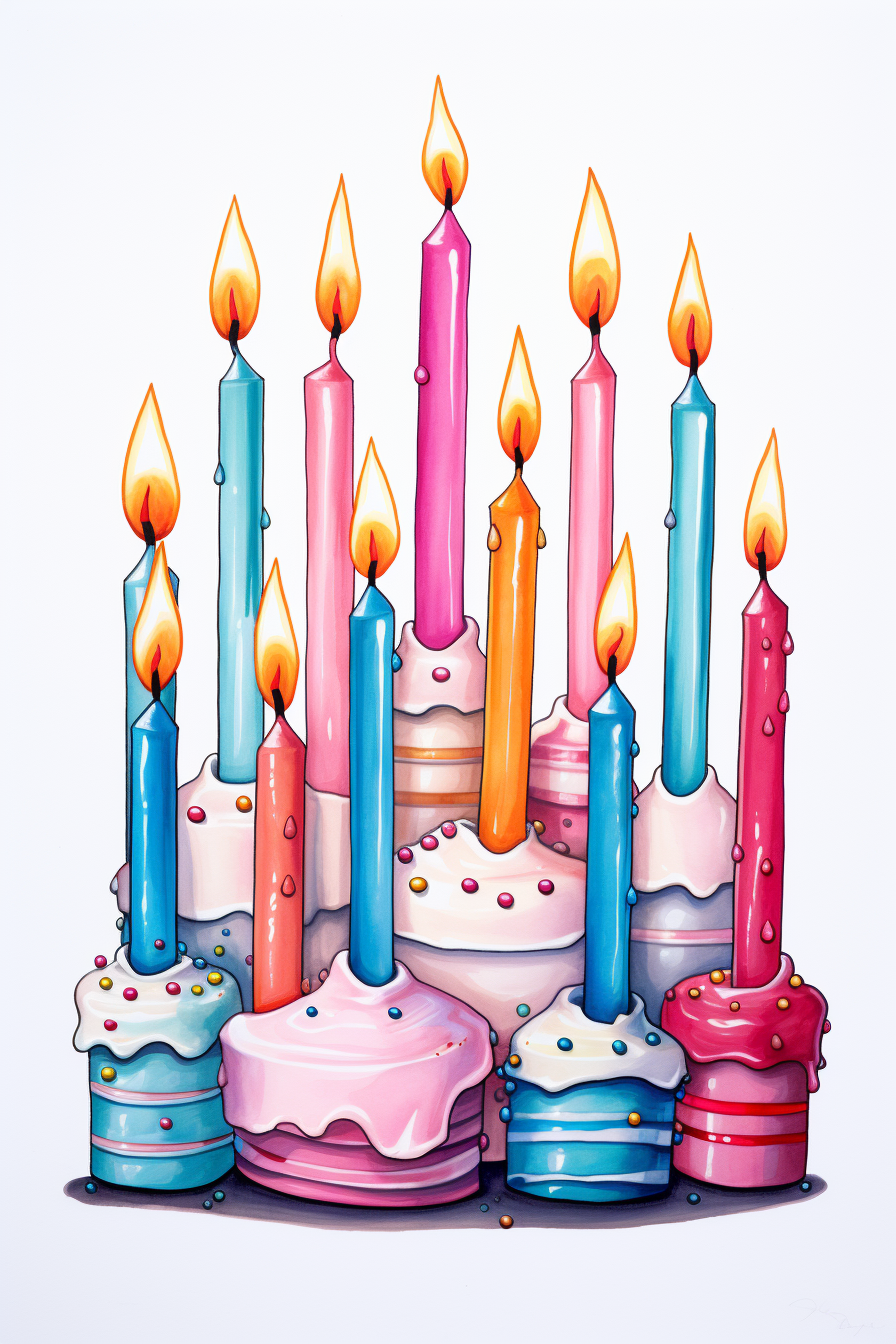 Colorful birthday candles on white background