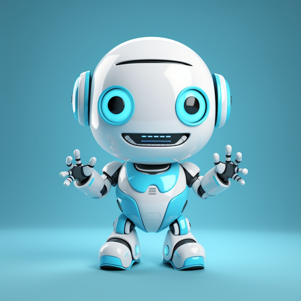 Bright blue cartoon robot