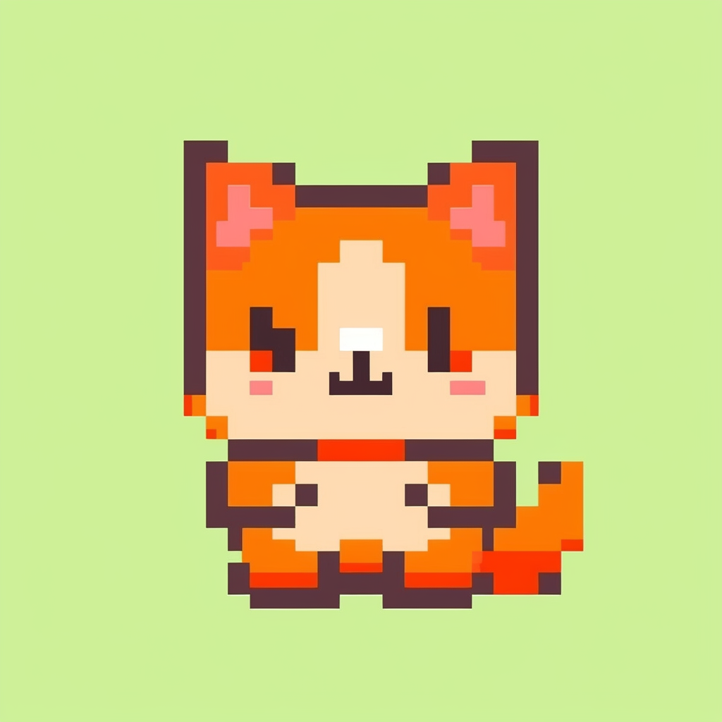 Pixel Art Style Mascot with Transparent Background