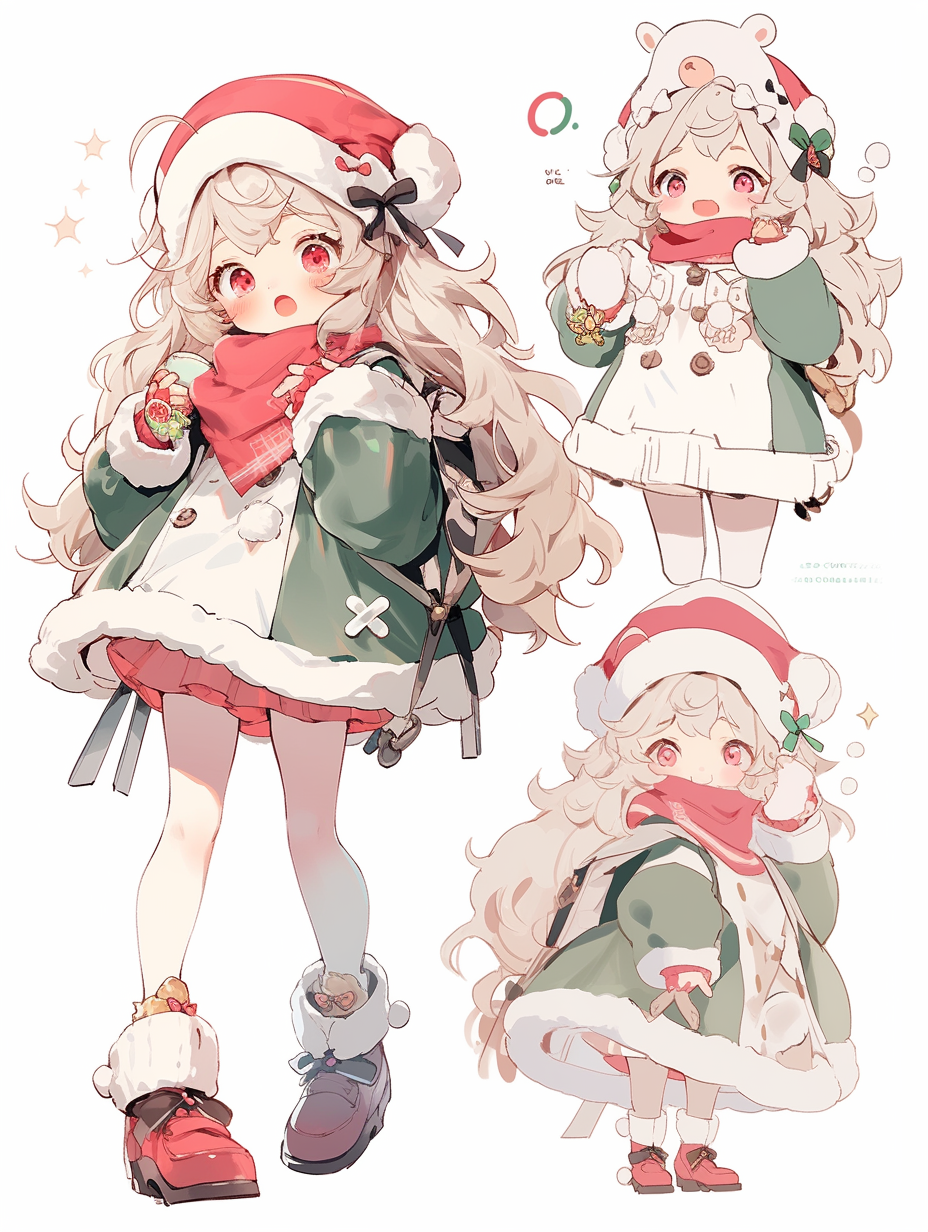 Adorable girl in festive Christmas costume