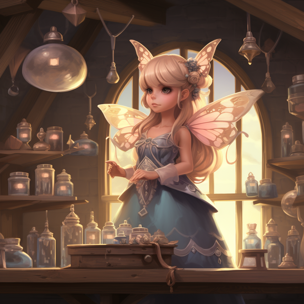 Little cute scented fairy with perfume bottles