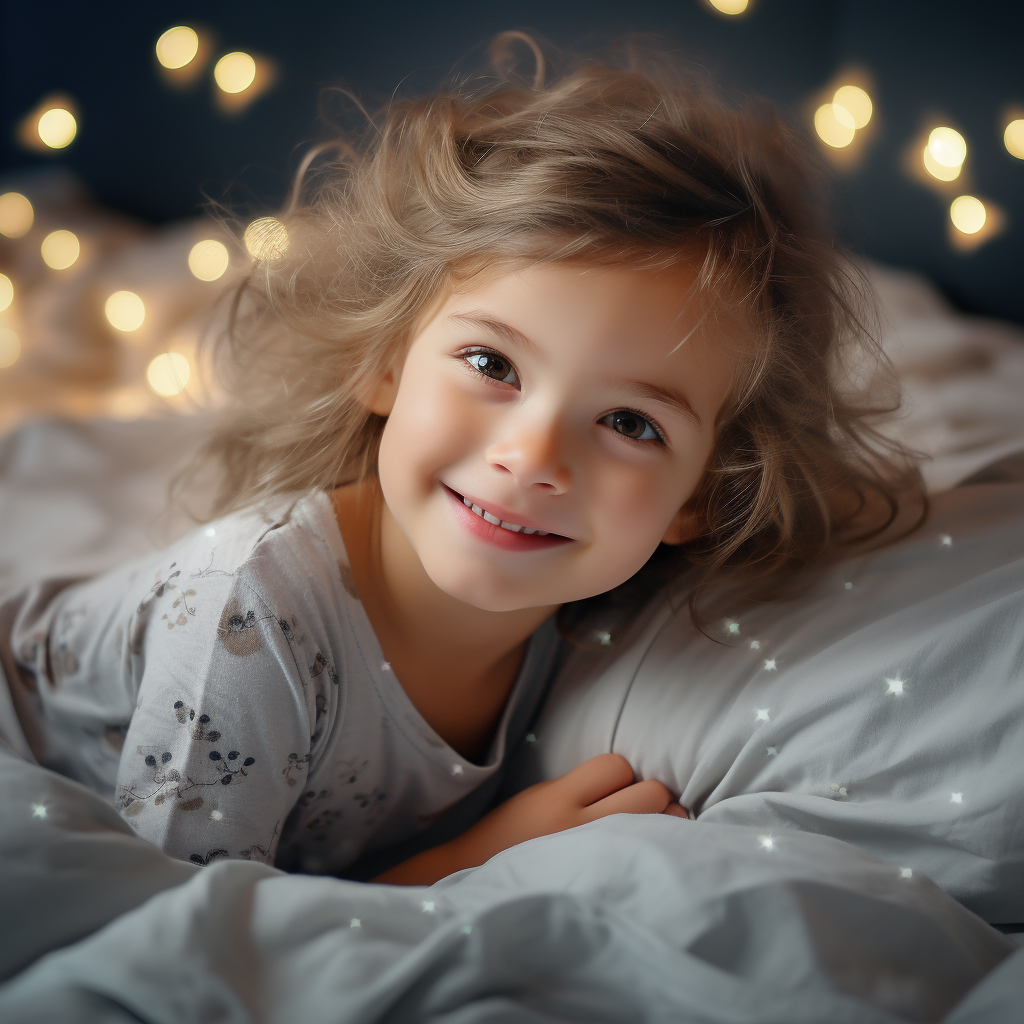 Smiling child in bed