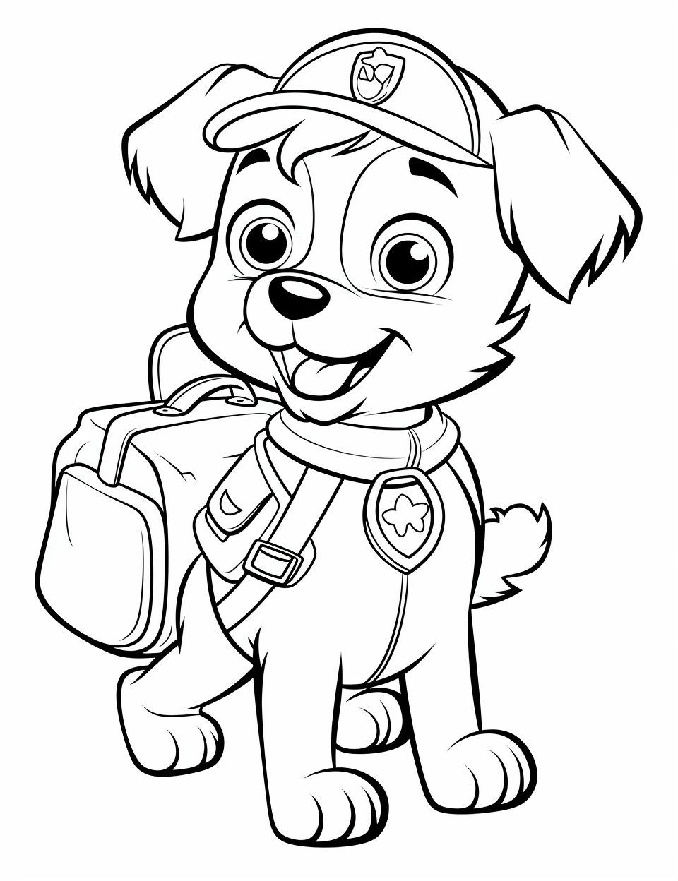 Cute Smiling Dog Character in Trousers