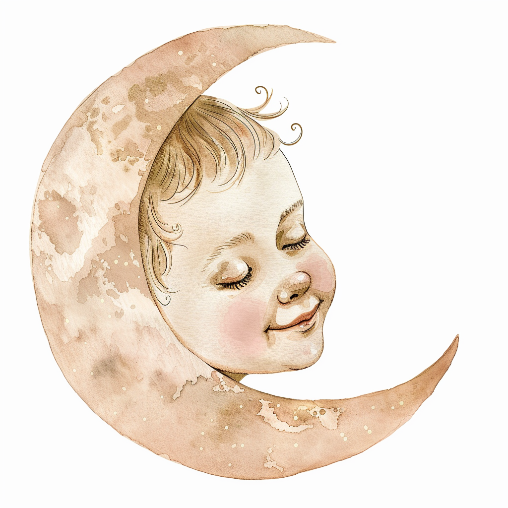 Adorable cute moon baby clipart