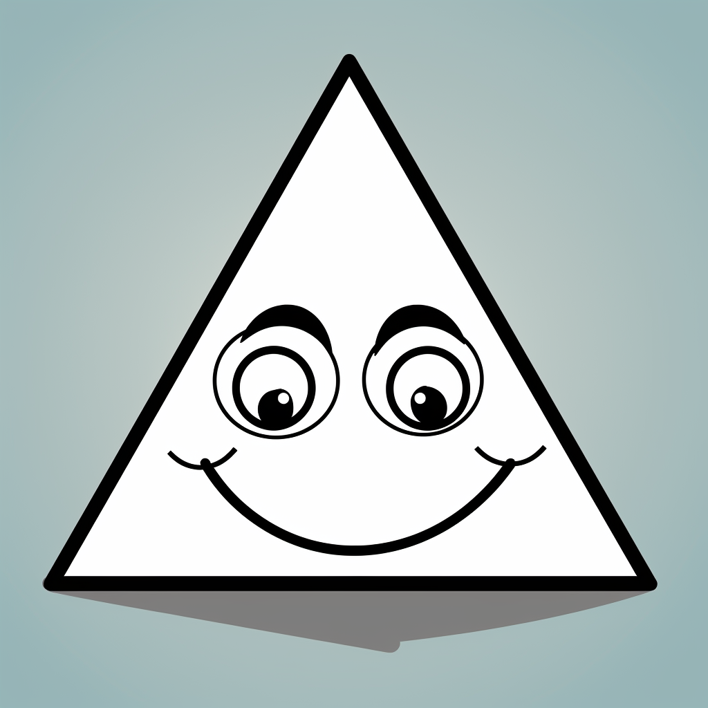 Simple Coloring Book Page of a Smiling Triangle