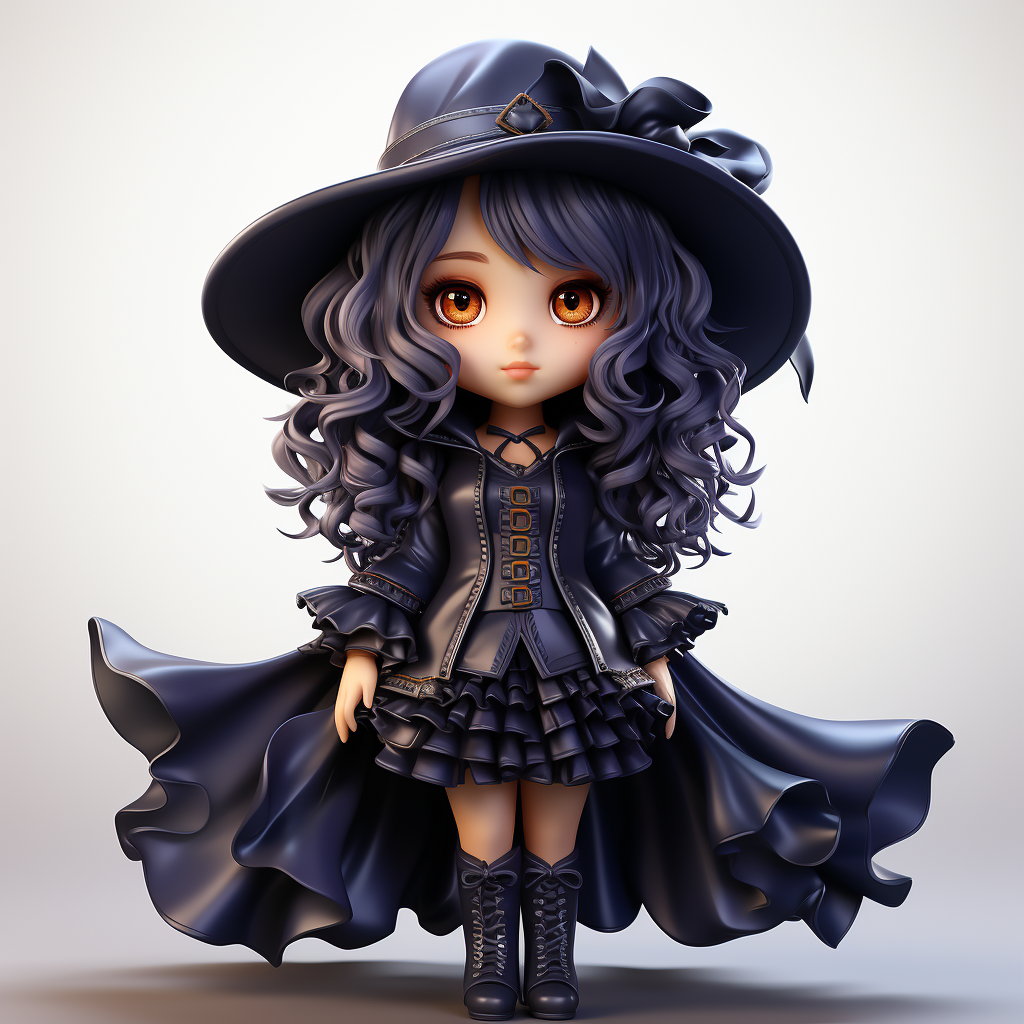 Cute witch chibi clipart on white background