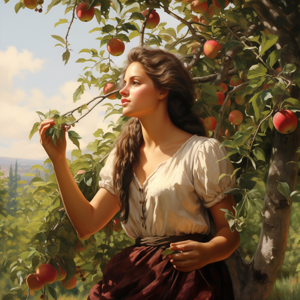 Cute Woman Picking Apples