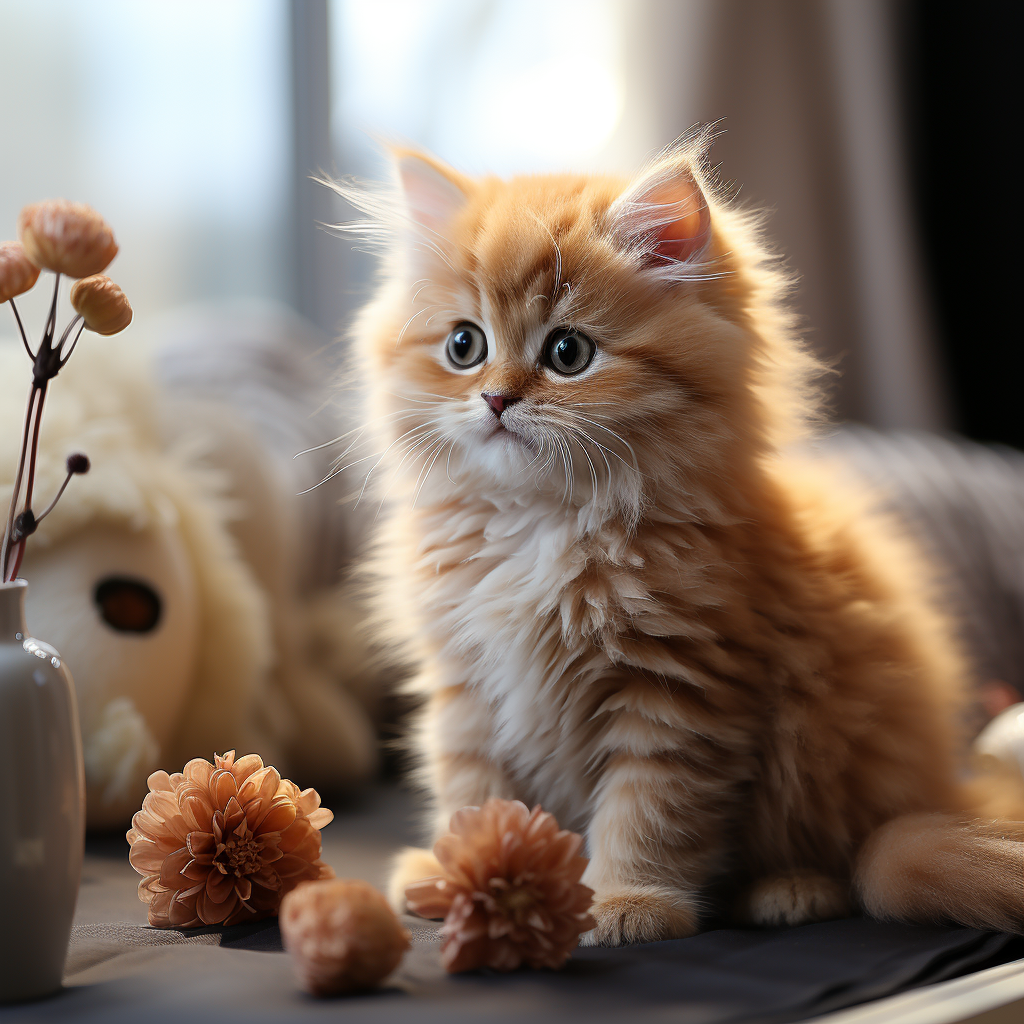 Adorable kitten playing with a ball  ?