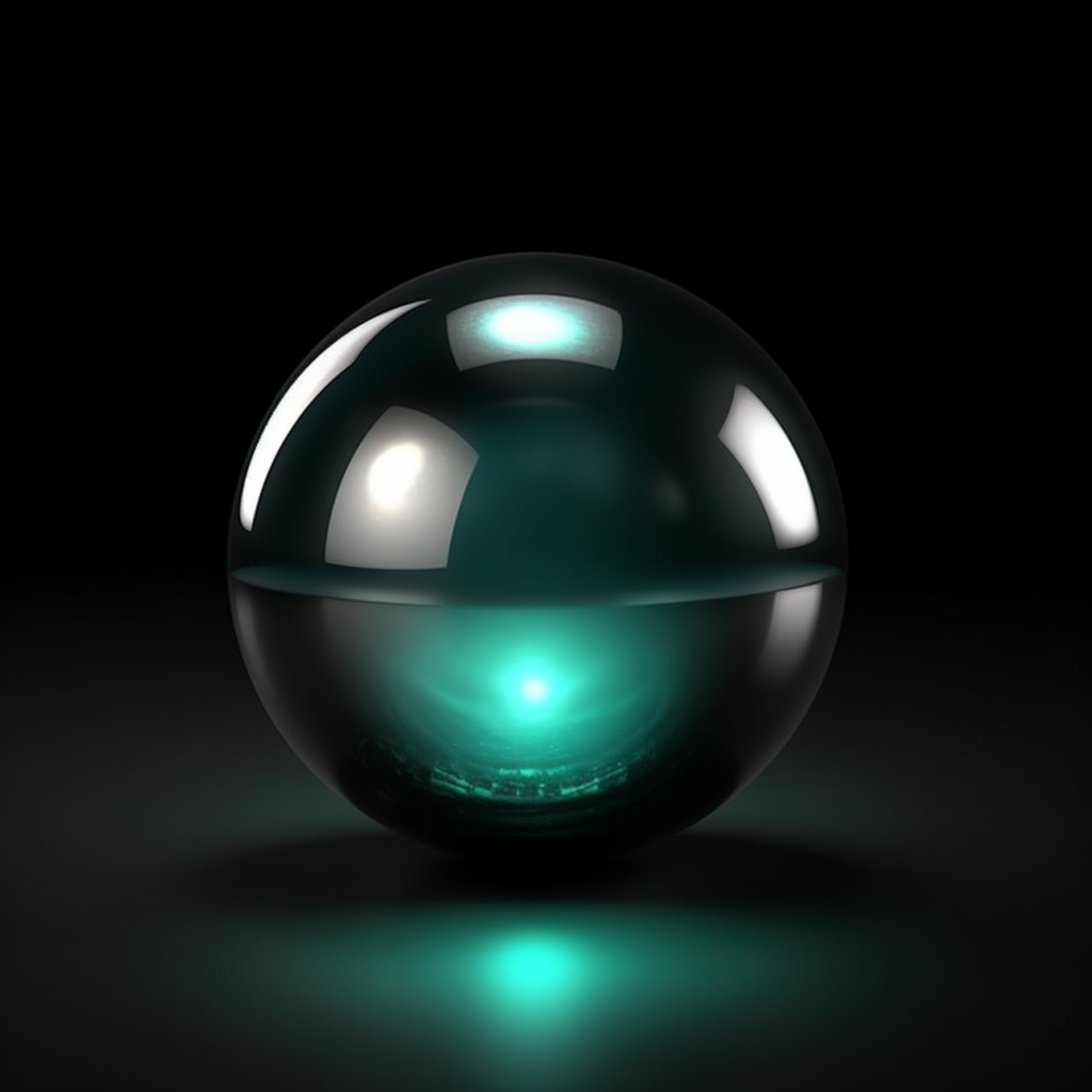 Realistic cyan pearl on black background