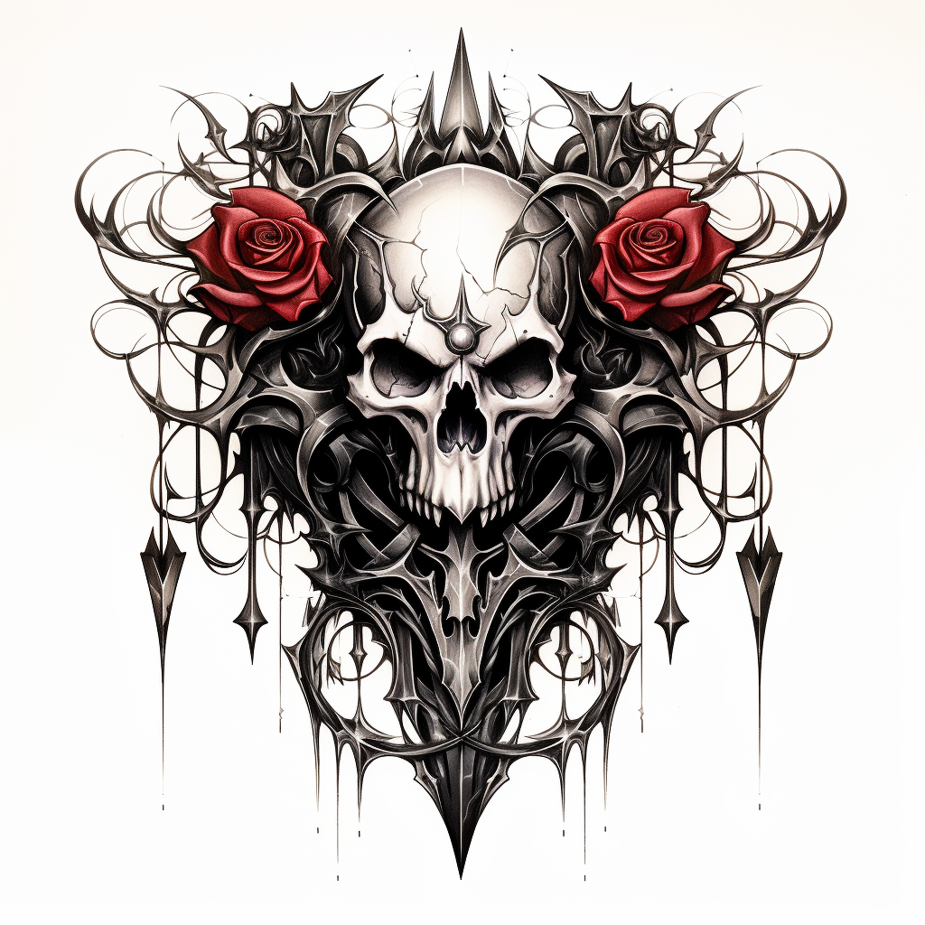 Cyber gothic black metal tattoo design