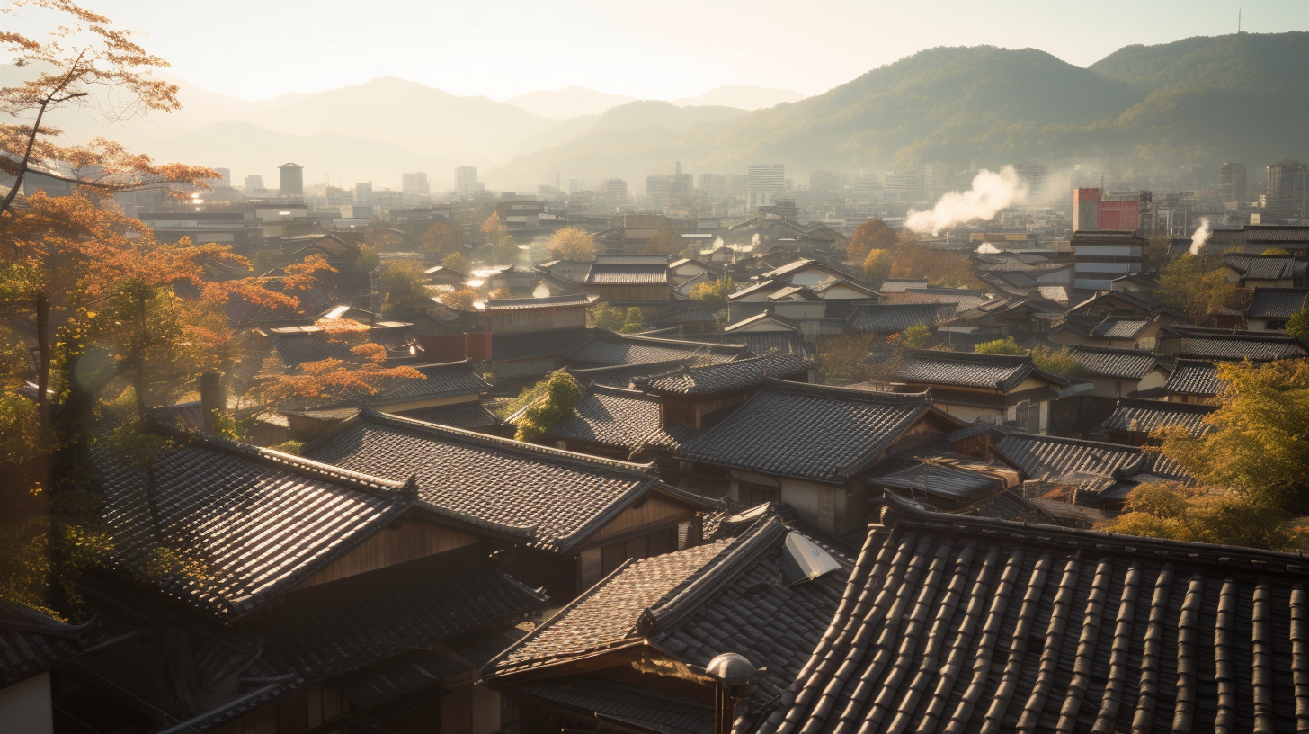 Beautiful Cyber Kyoto Morning Scene