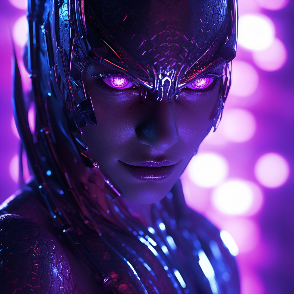 Cyber Shiney Purple Person with Neon Highlights