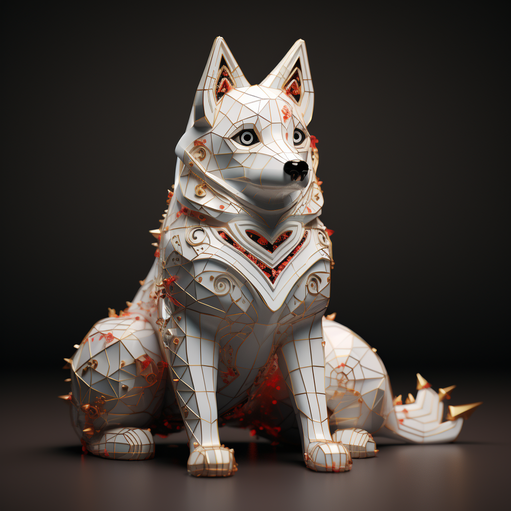 Adorable cyber white Shiba Inu dog