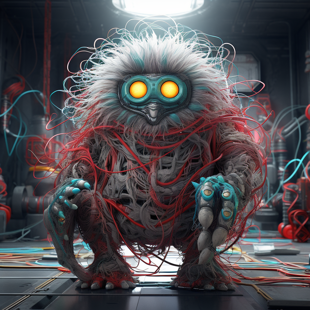 Cyber Yarn Monster Character Illustration