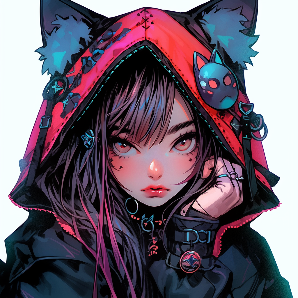 Adorable cyber cat girl portrait