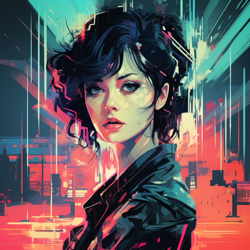 Cyber punk noir love illustration