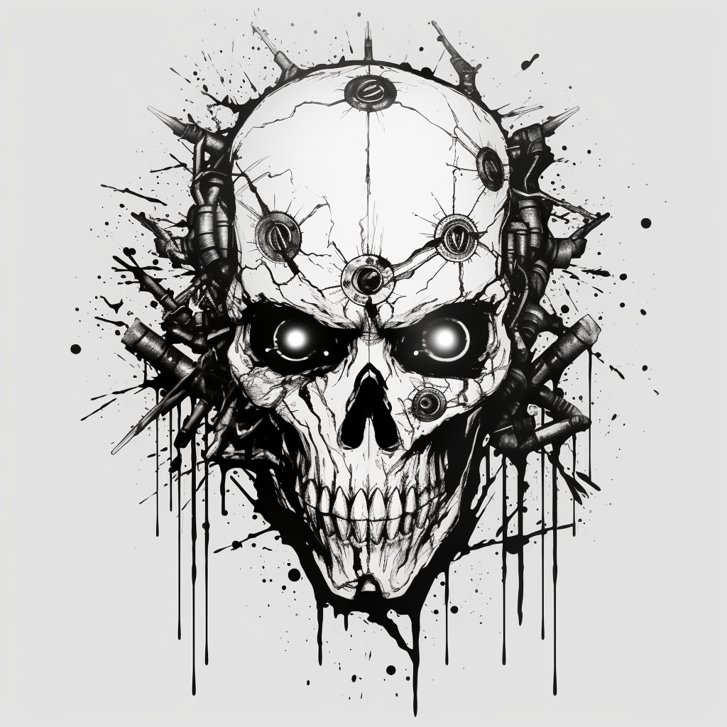 Cybernetic Frankenstein Skull Shirt Design