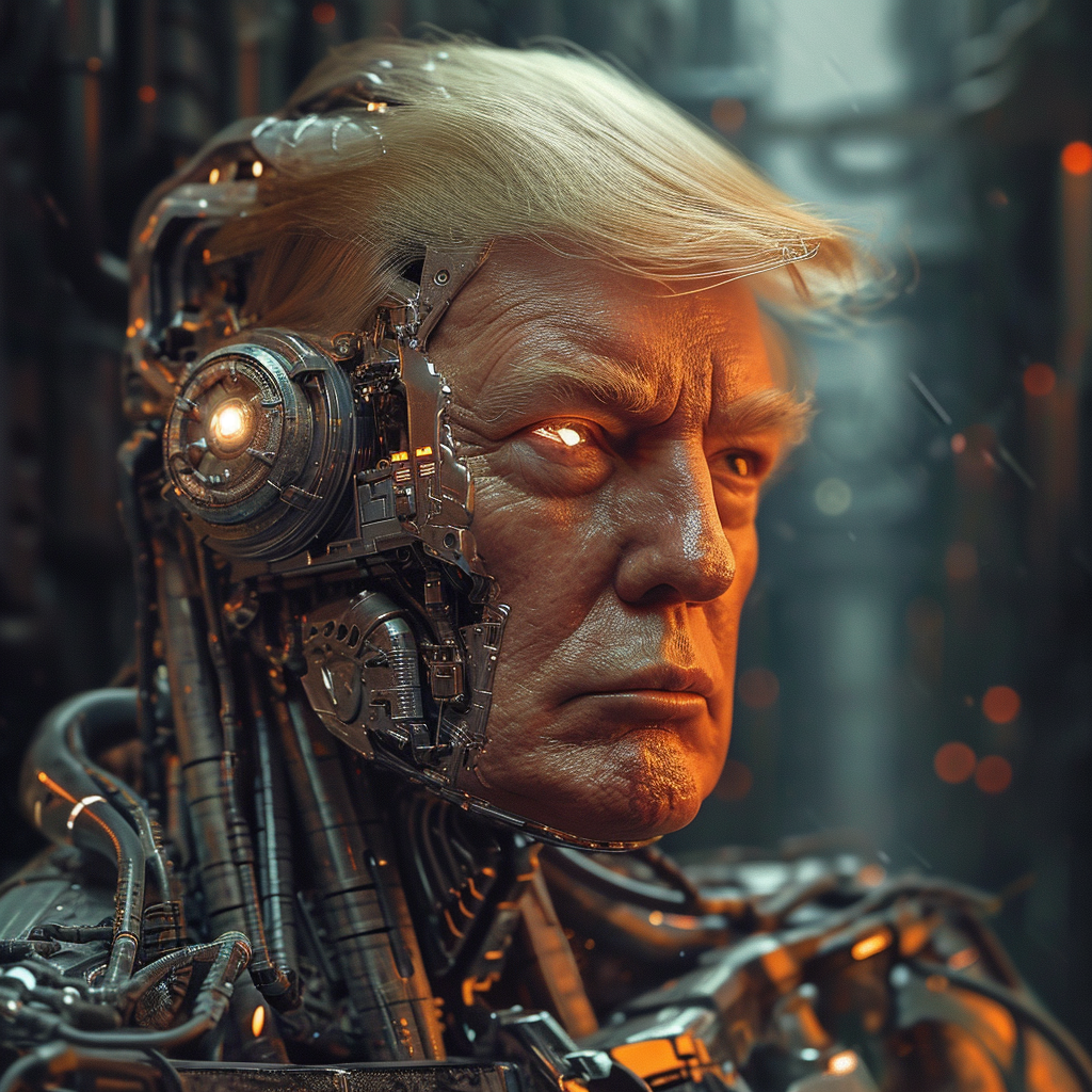 Artificially intelligent Donald Trump in cybernetic form