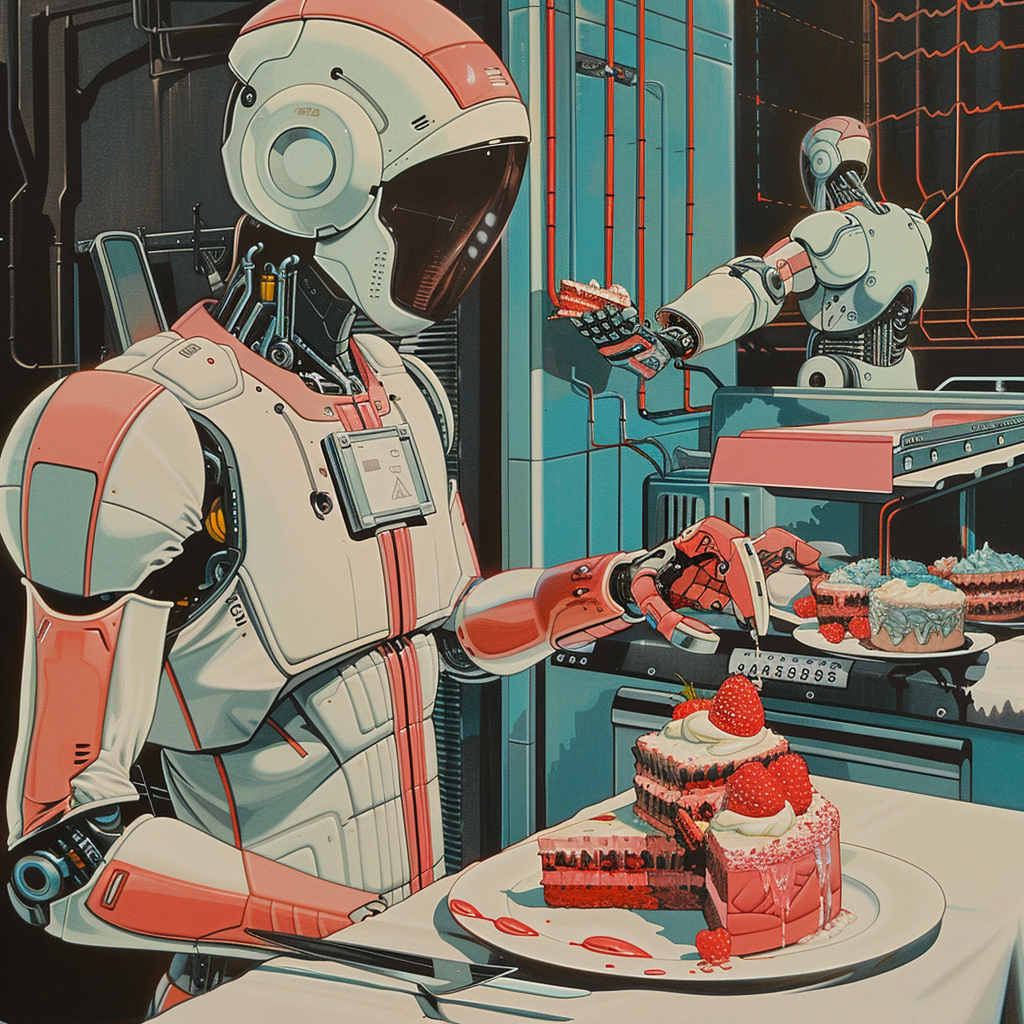 Cyborg hero sampling synthetic cake