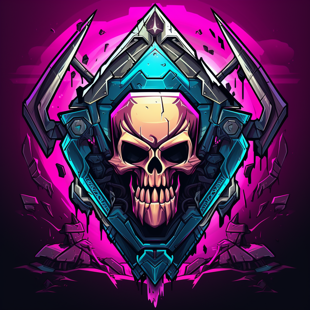 Dark cyberpunk logo with axe and frame