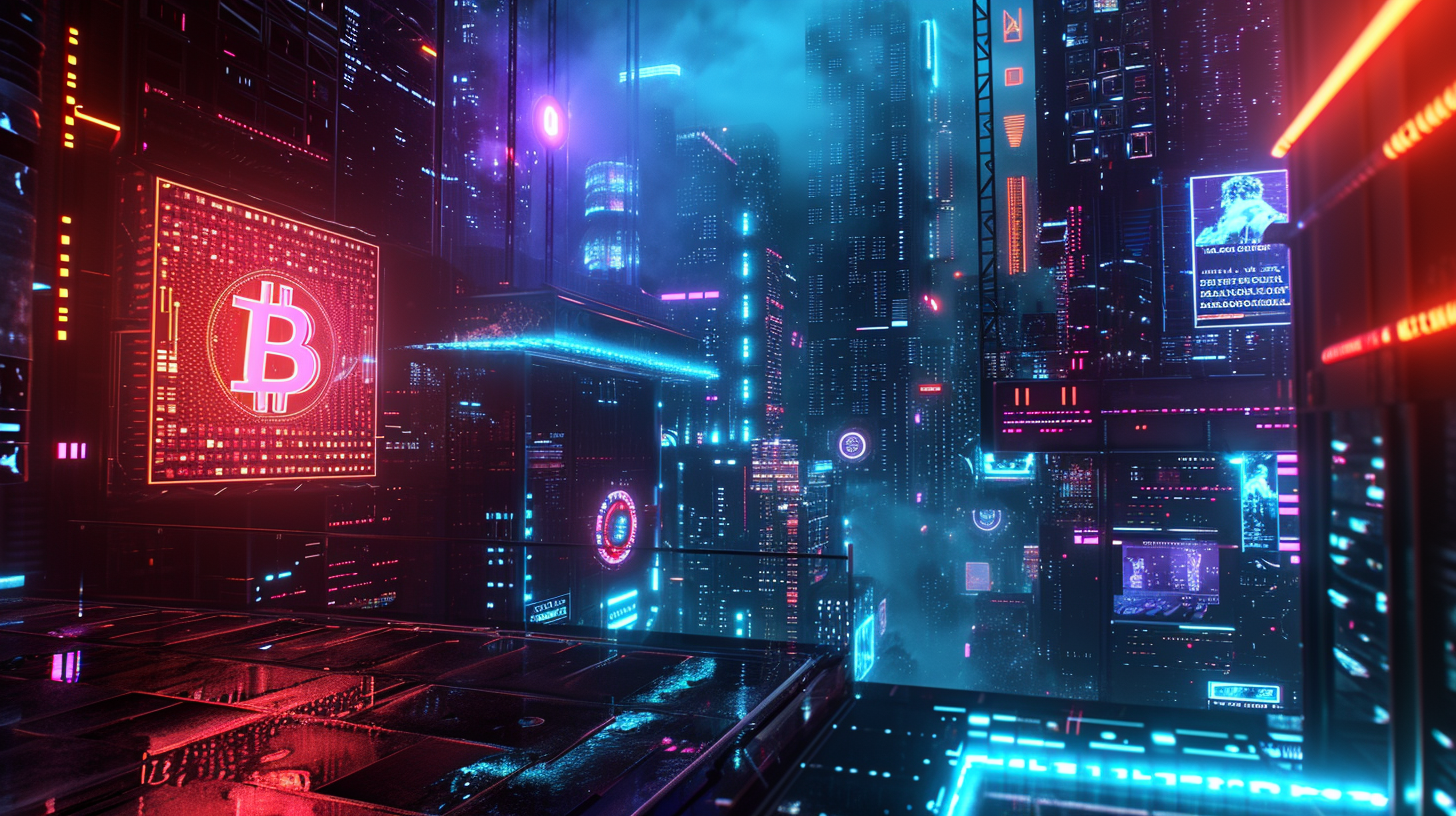 Cyberpunk Bitcoin World Illustration