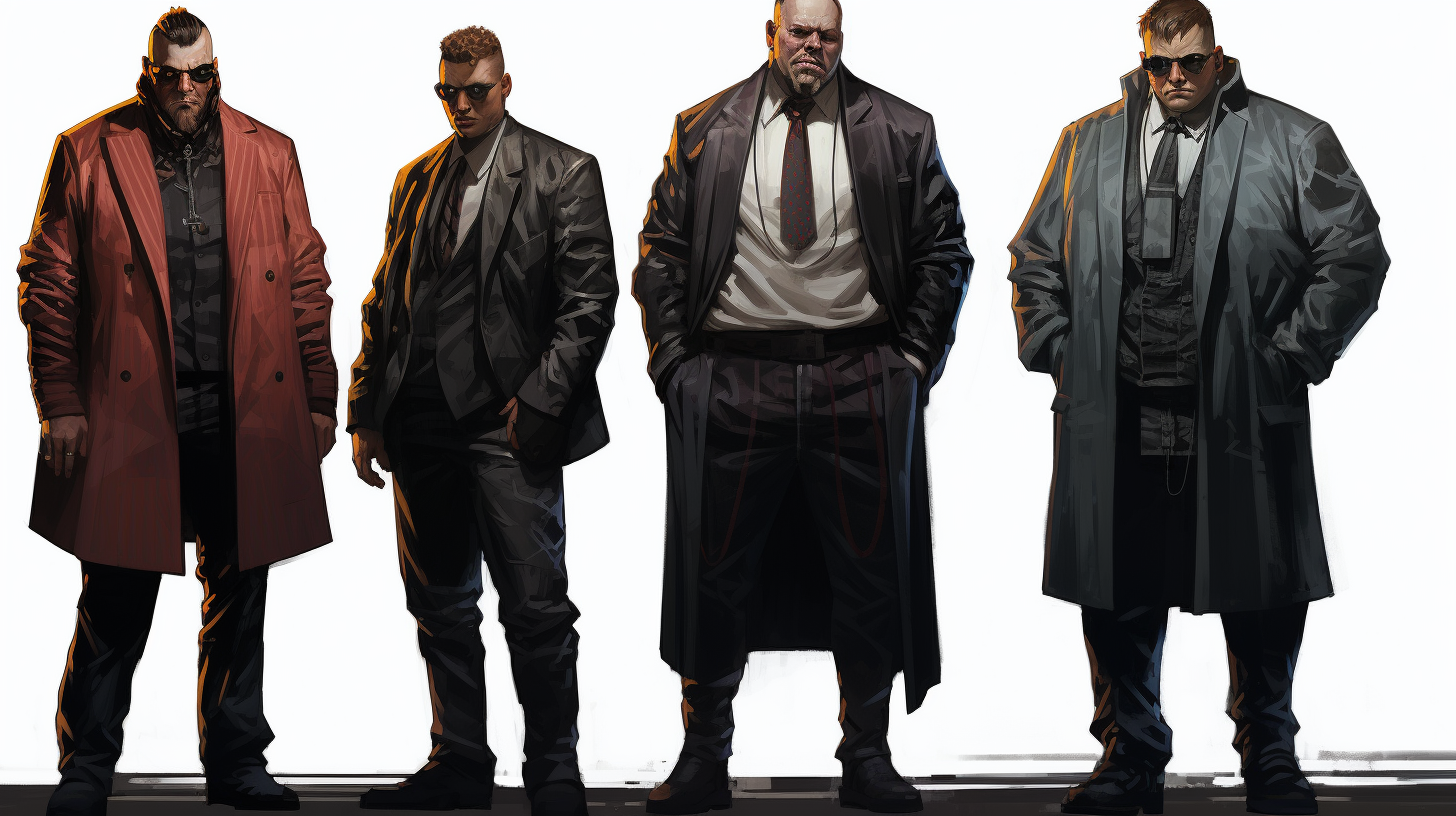 Cyberpunk businessmen concept art sketch