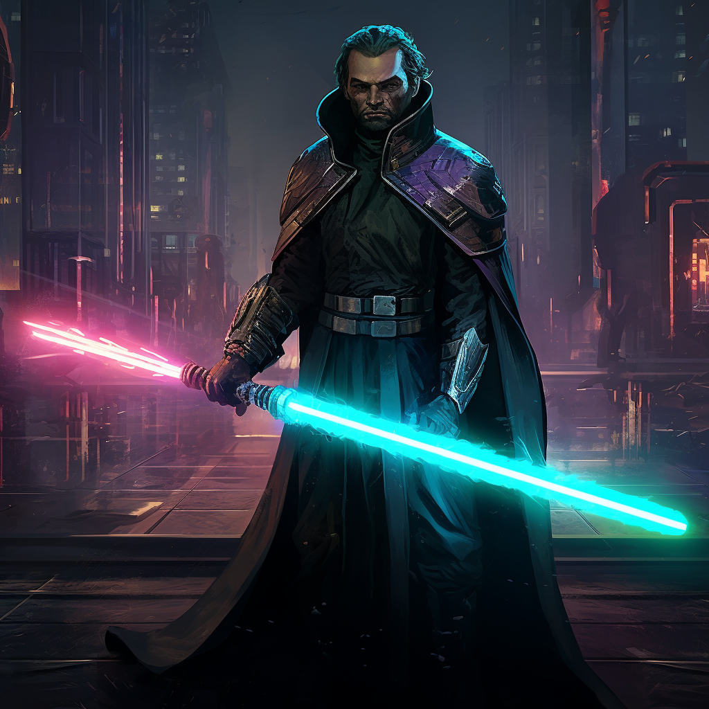 Cyberpunk card game lightsaber