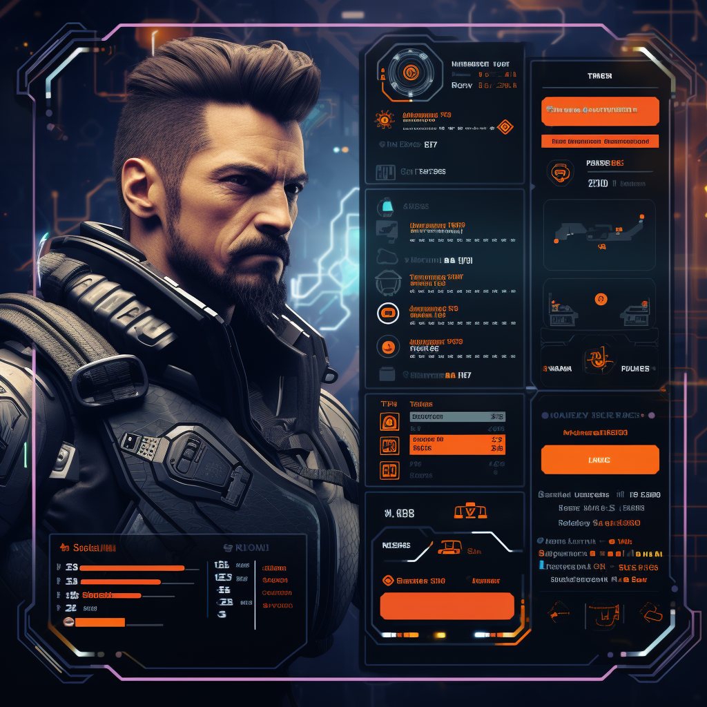 Cyberpunk character stat upgrade illustration