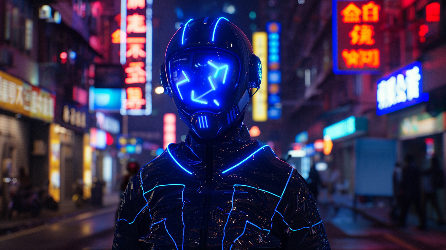 Cyberpunk city futuristic space assassin neon