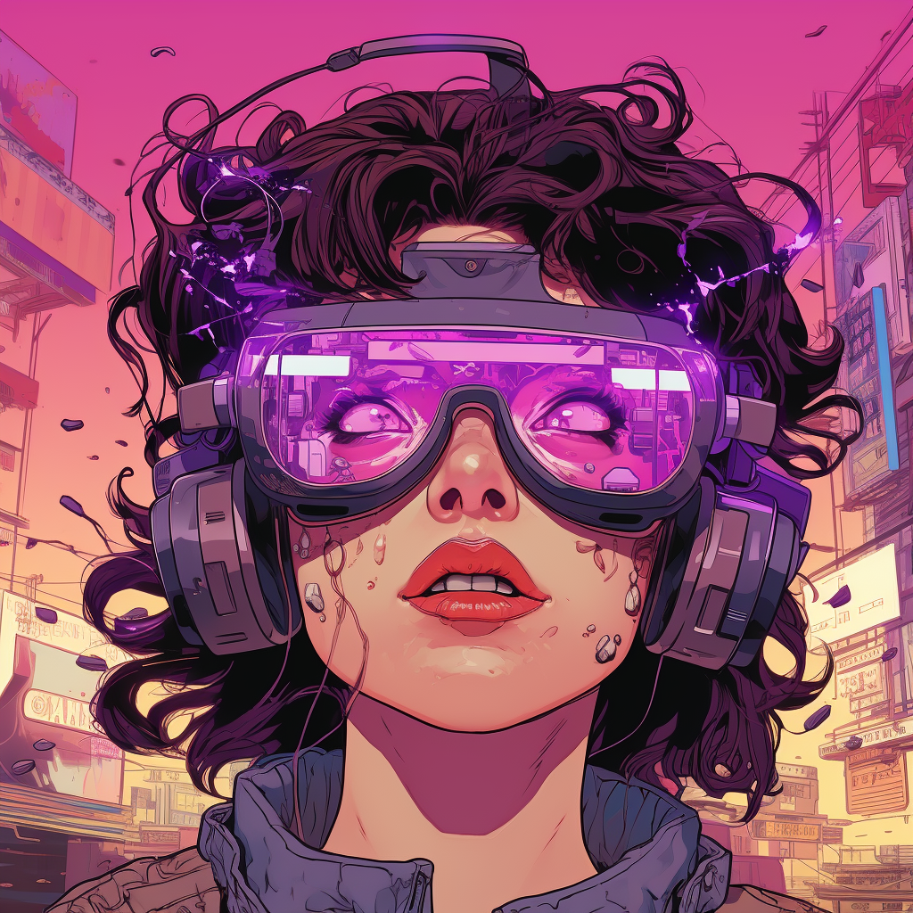 Cyberpunk dystopia comic book cover