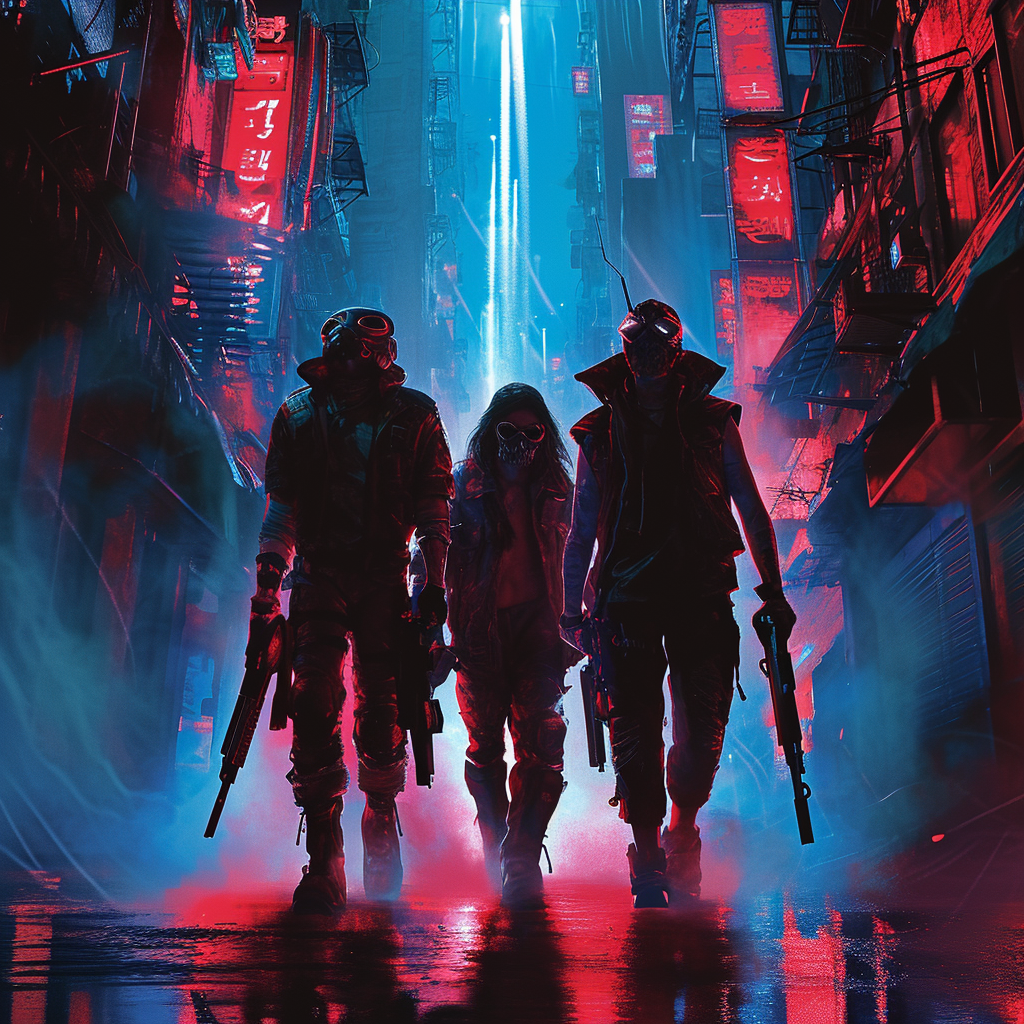 Cyberpunk Crew in Dark City Night