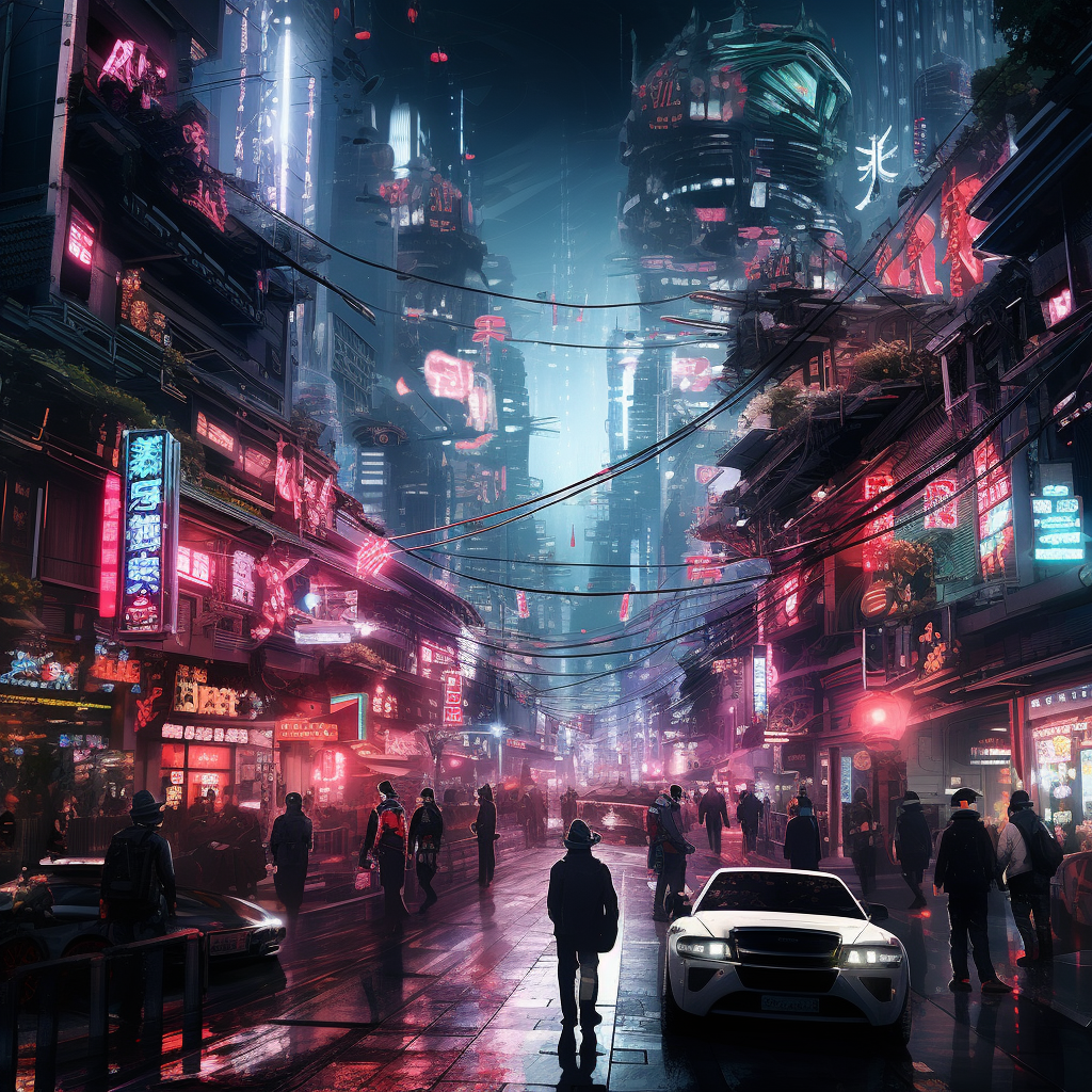 Stunning cyberpunk cityscape at night